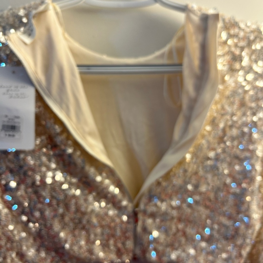 NWT American Threads Sequin Crop Top Women small long sleeve beige sparkle shirt - Picture 6 of 8